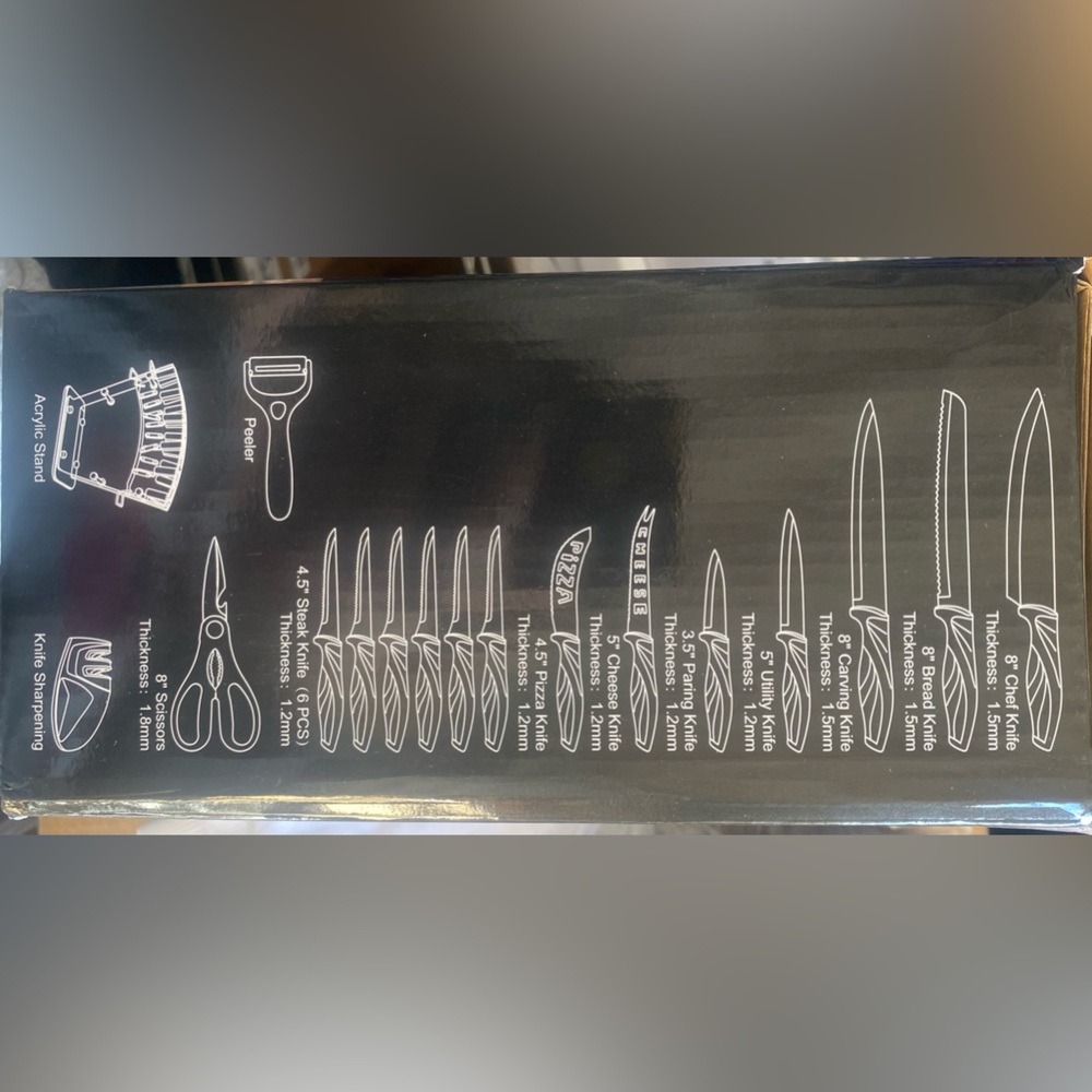 Stainless Steel Knife Set with Black Handles - Picture 2 of 3